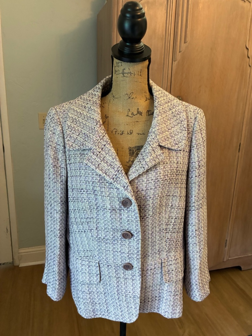NWT Ann Taylor Tweed Blazer legally blonde Lavender pastel suiting 14